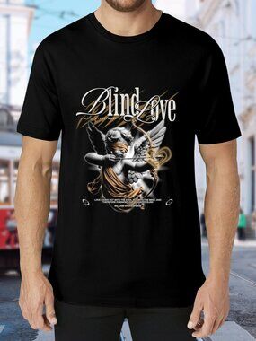 Blind Love Graphic Tee - Black with Gold & White Detail